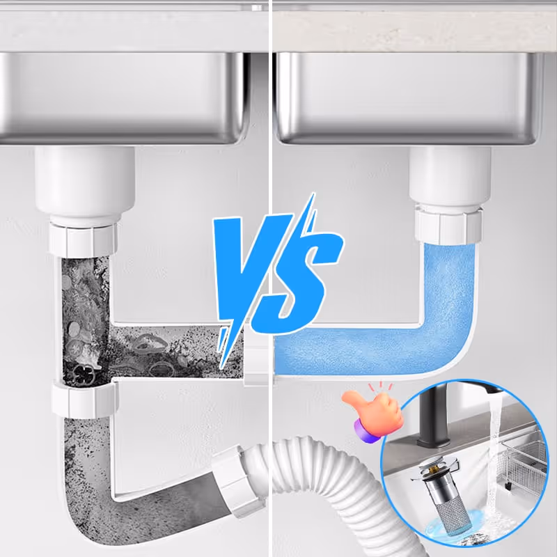 Comparaison d'un drain bouché et d'un drain propre