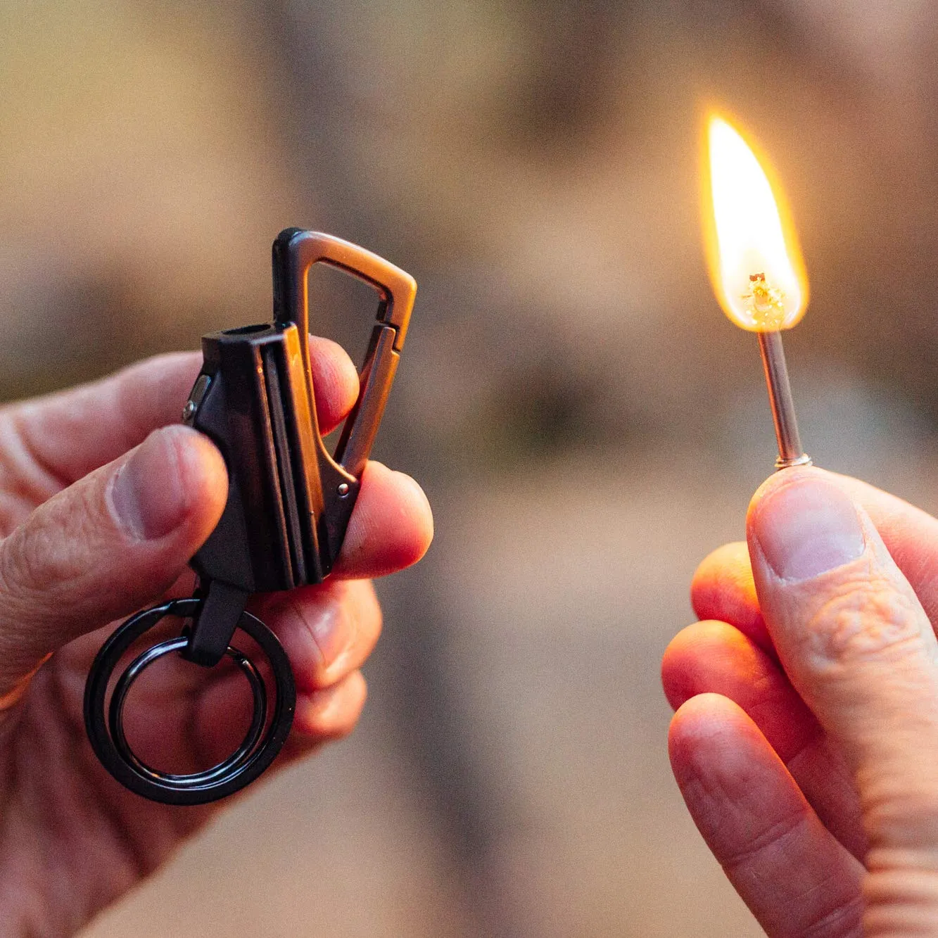 Refillable match producing a controlled flame