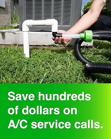 AC Drain Line Cleaner Adapter Evacuates & Unclog AC Drain Line - HVAC to PVC AC Drain Line Cleaner Tool - Universal Fit AC Drain Line Unclogger - AC Drain Line Cleaning Tool - Clear Visibility